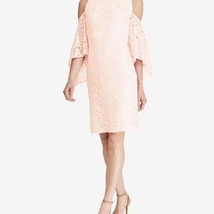 Lauren Ralph Lauren Elegant Timeless Blush Lace Cold Shoulder Dress Size 6